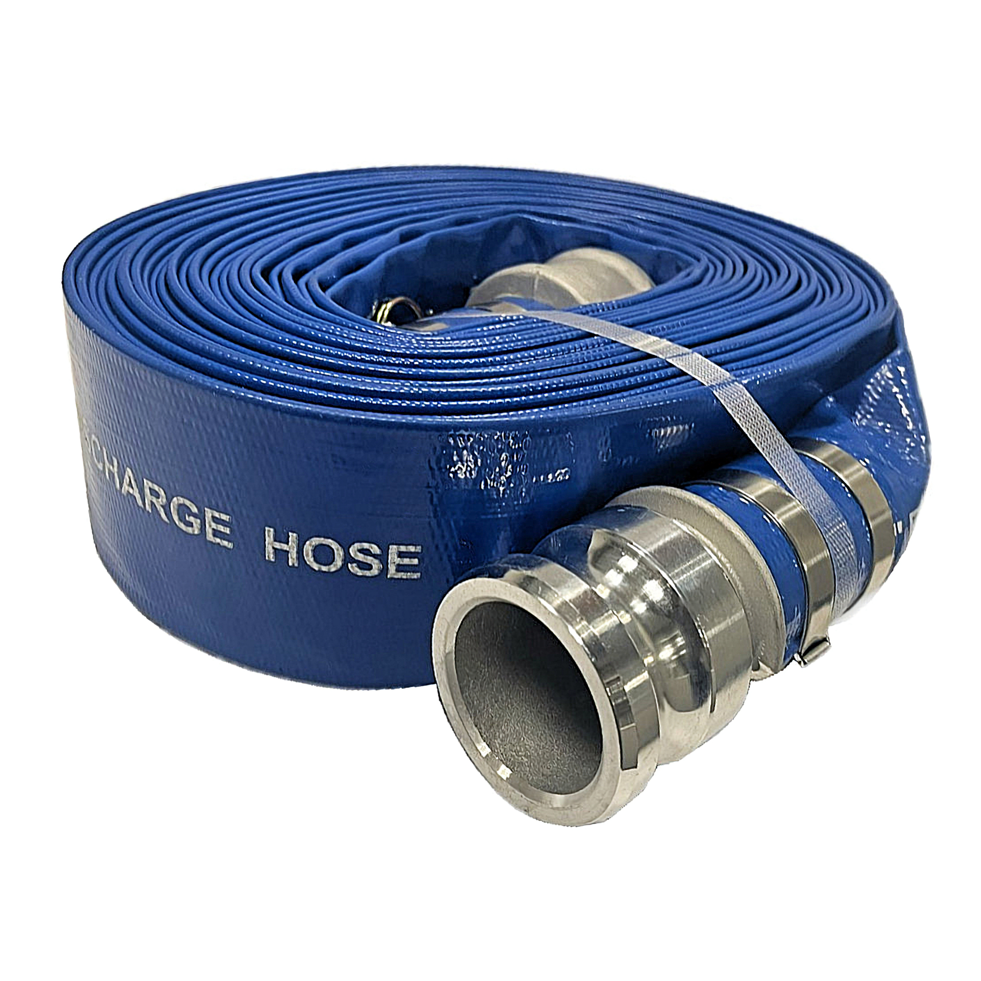 Capital Rubber 7800 Series PVC Pump Discharge Hose Assembly — 3in. x 50ft., Blue Layflat, Aluminum Male and Female Cam Lock Couplings, Model# 7800-3X50CE